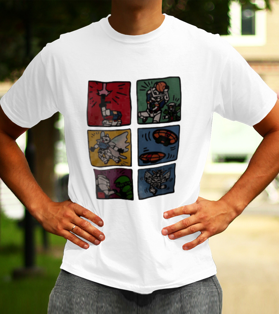 Keith Haring Japanese Mecha Robot Comic Panels Pop Cartoon T-Shirt