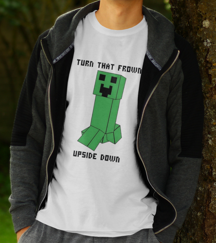 Creeper Turn That Frown Upside Down Gaming Block T-Shirt