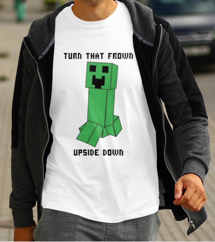 Creeper Turn That Frown Upside Down Gaming Block T-Shirt