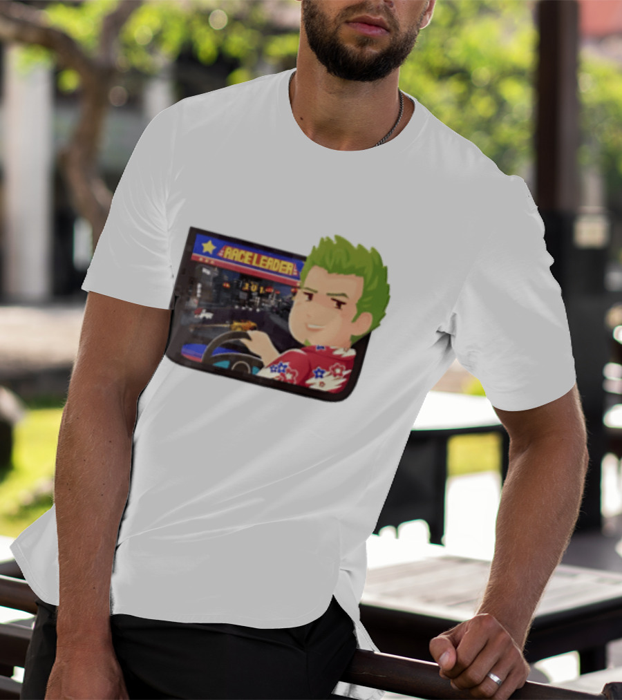 Race Leader Arcade Game Green Hair Cartoon Driver T-Shirt