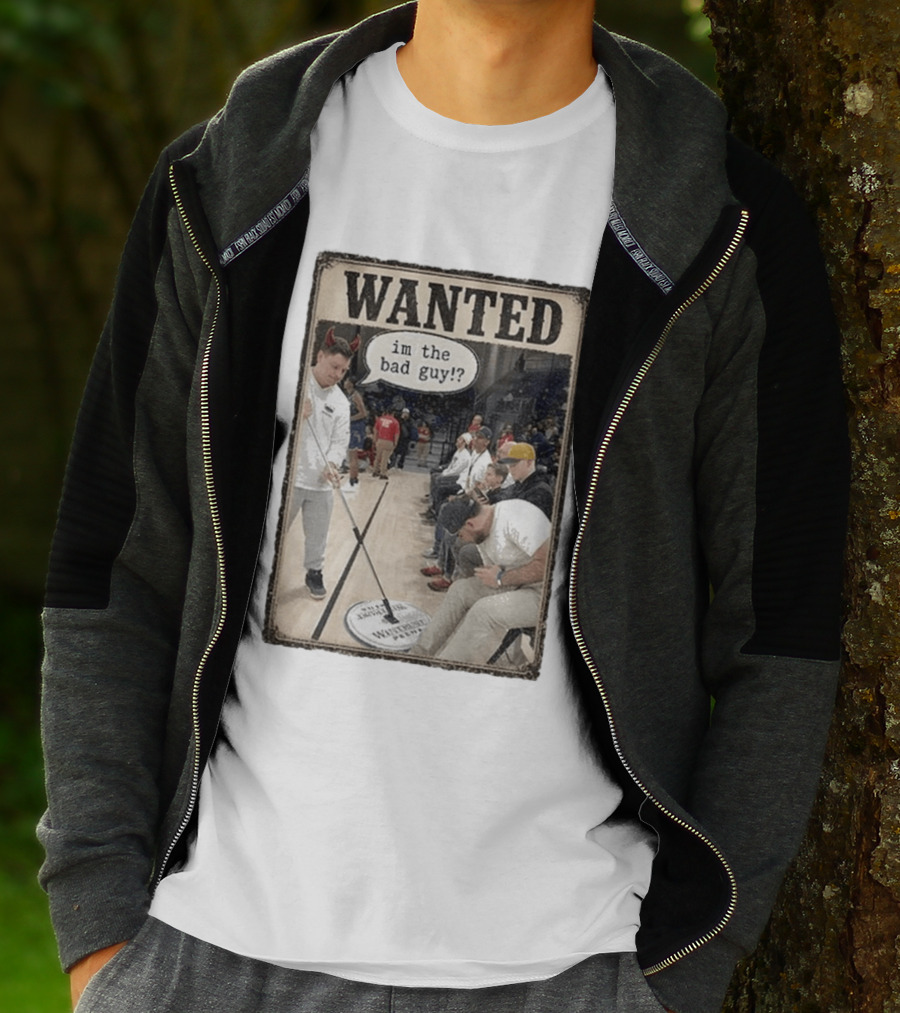 Wanted Im The Bad Guy!? Basketball Court Scene With Devil Horns T-Shirt