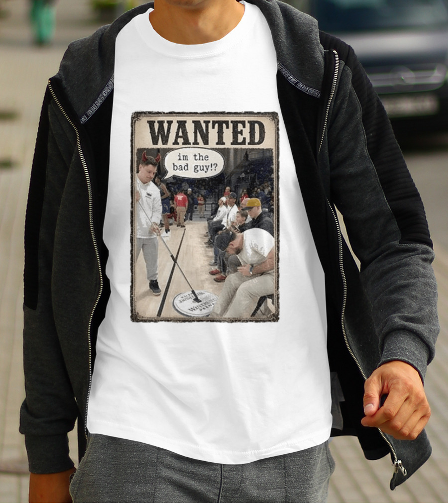 Wanted Im The Bad Guy!? Basketball Court Scene With Devil Horns T-Shirt
