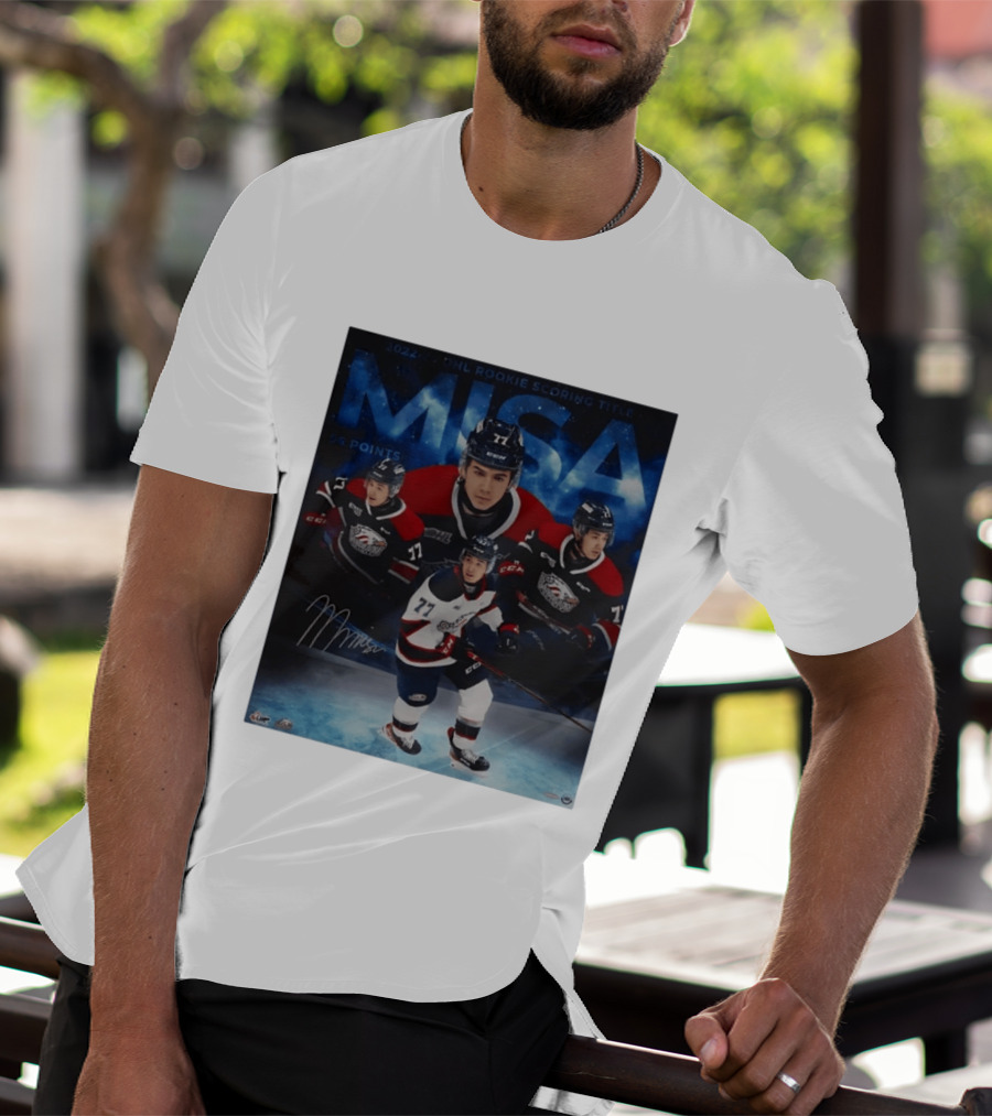 Michael Misa Saginaw Spirit 2022 23 OHL Rookie 56 Points T-Shirt