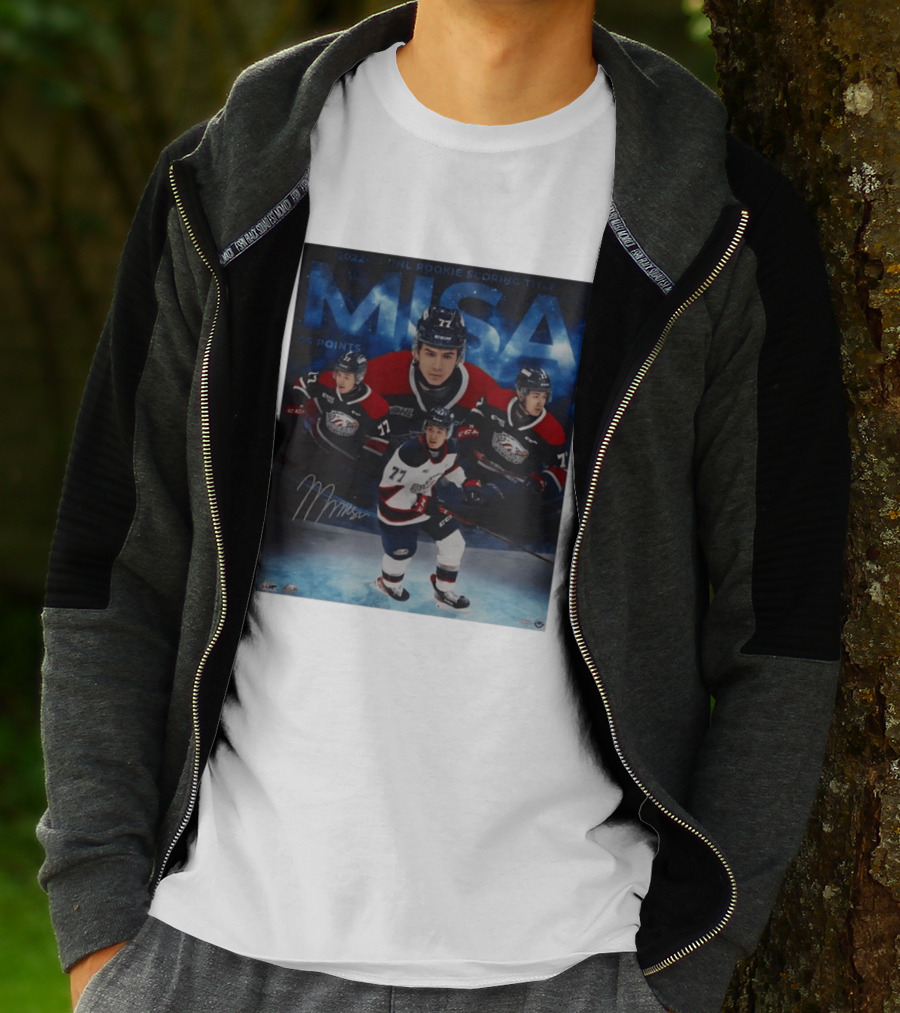 Michael Misa Saginaw Spirit 2022 23 OHL Rookie 56 Points T-Shirt
