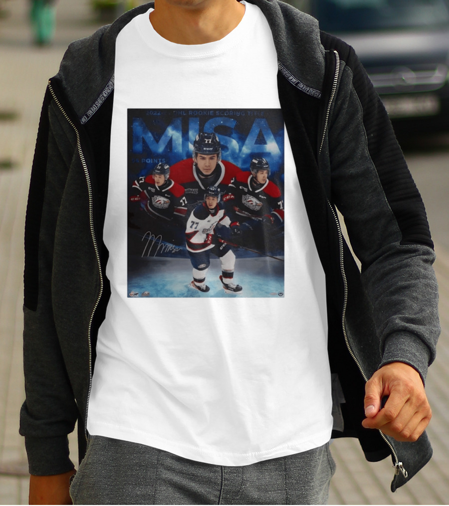 Michael Misa Saginaw Spirit 2022 23 OHL Rookie 56 Points T-Shirt