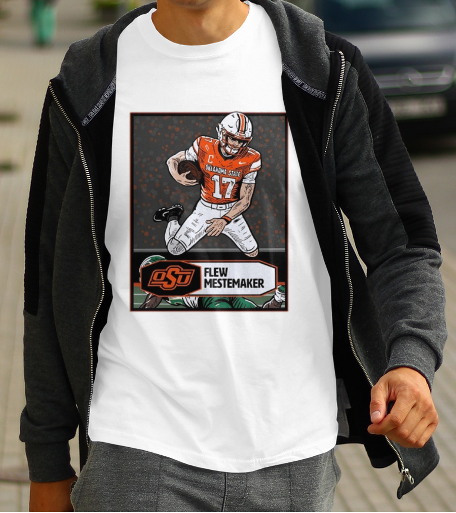 Oklahoma State Cowboys Flew Mestemaker 17 College Football Player Card T-Shirt