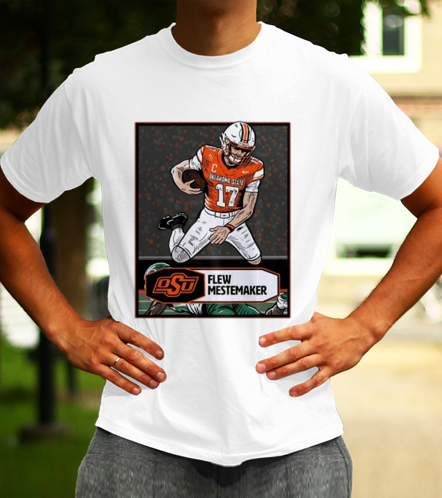 Oklahoma State Cowboys Flew Mestemaker 17 College Football Player Card T-Shirt