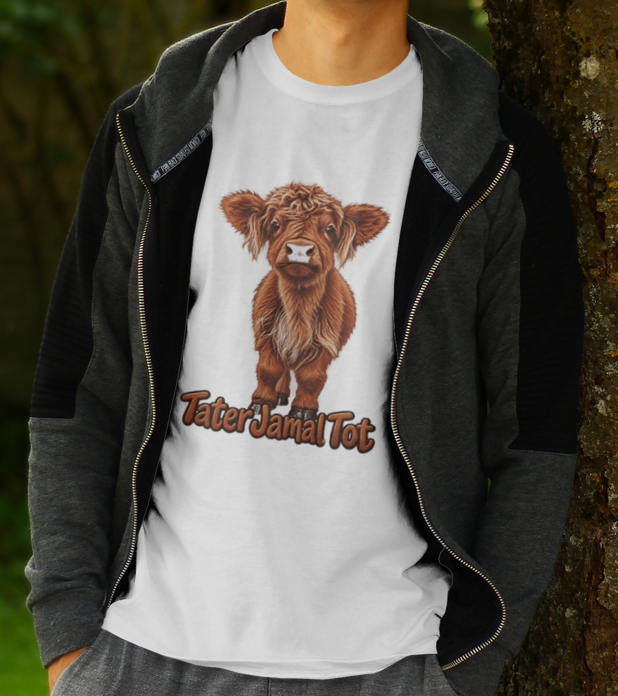 TaterJamal Tot Highland Cow Farm Animal Cute Brown Calf T-Shirt
