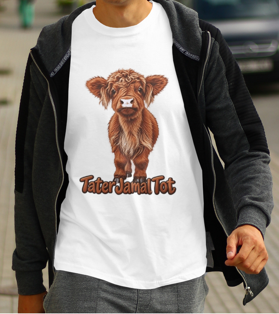 TaterJamal Tot Highland Cow Farm Animal Cute Brown Calf T-Shirt