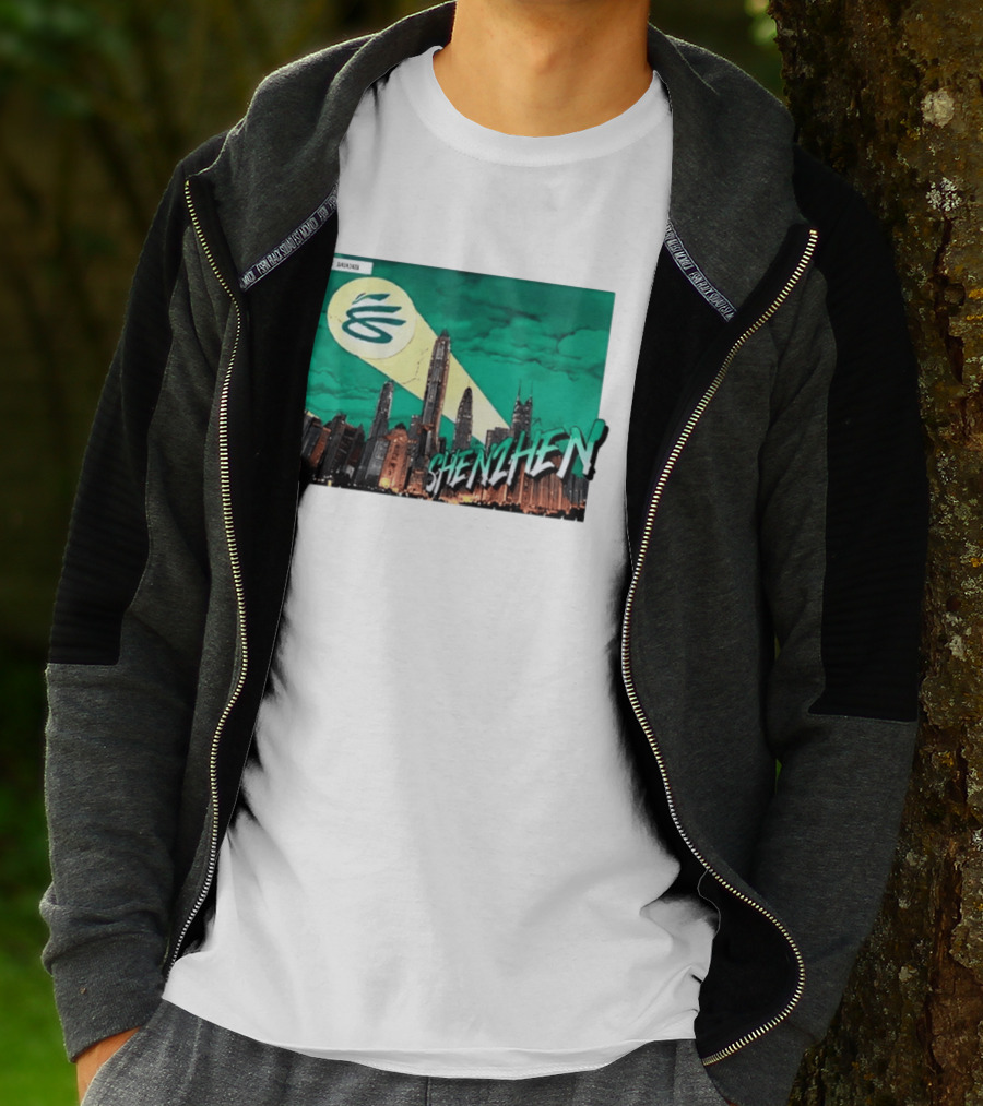 Shenzhen City Skyline With Illuminated Beacon And Clouds T-Shirt