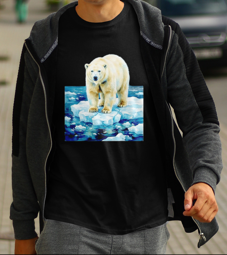 Majestic Polar Bear On Melting Iceberg Arctic Wildlife Scene T-Shirt