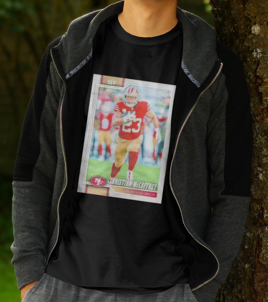 Christian McCaffrey SF 49ers Running Back No 23 NFL Player Card T-Shirt
