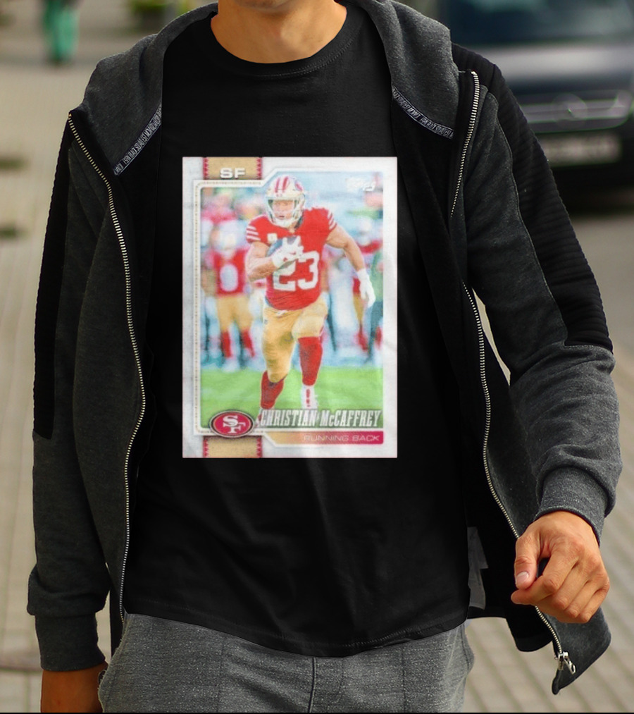 Christian McCaffrey SF 49ers Running Back No 23 NFL Player Card T-Shirt