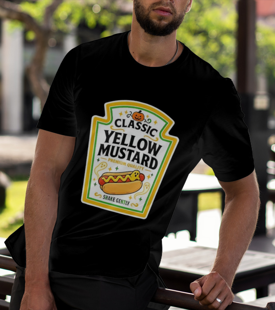 Classic Yellow Mustard Premium Quality Halloween Hot Dog Shake Gently T-Shirt