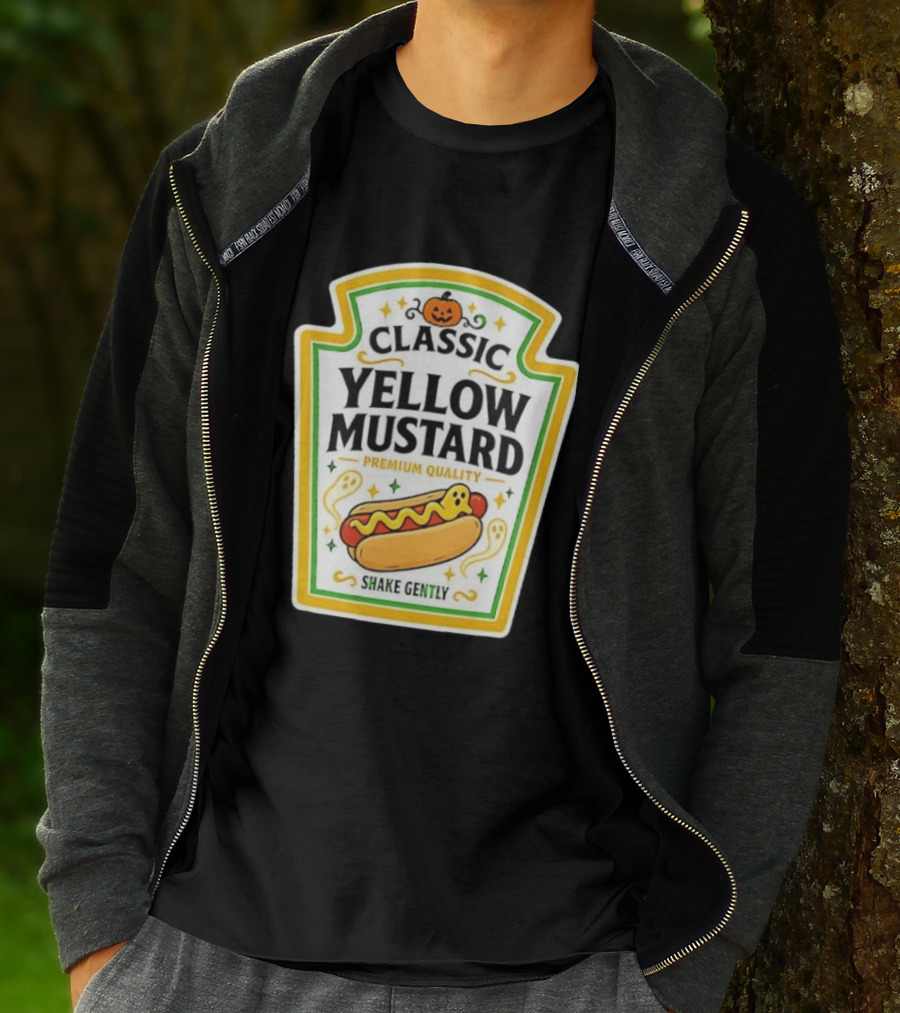 Classic Yellow Mustard Premium Quality Halloween Hot Dog Shake Gently T-Shirt