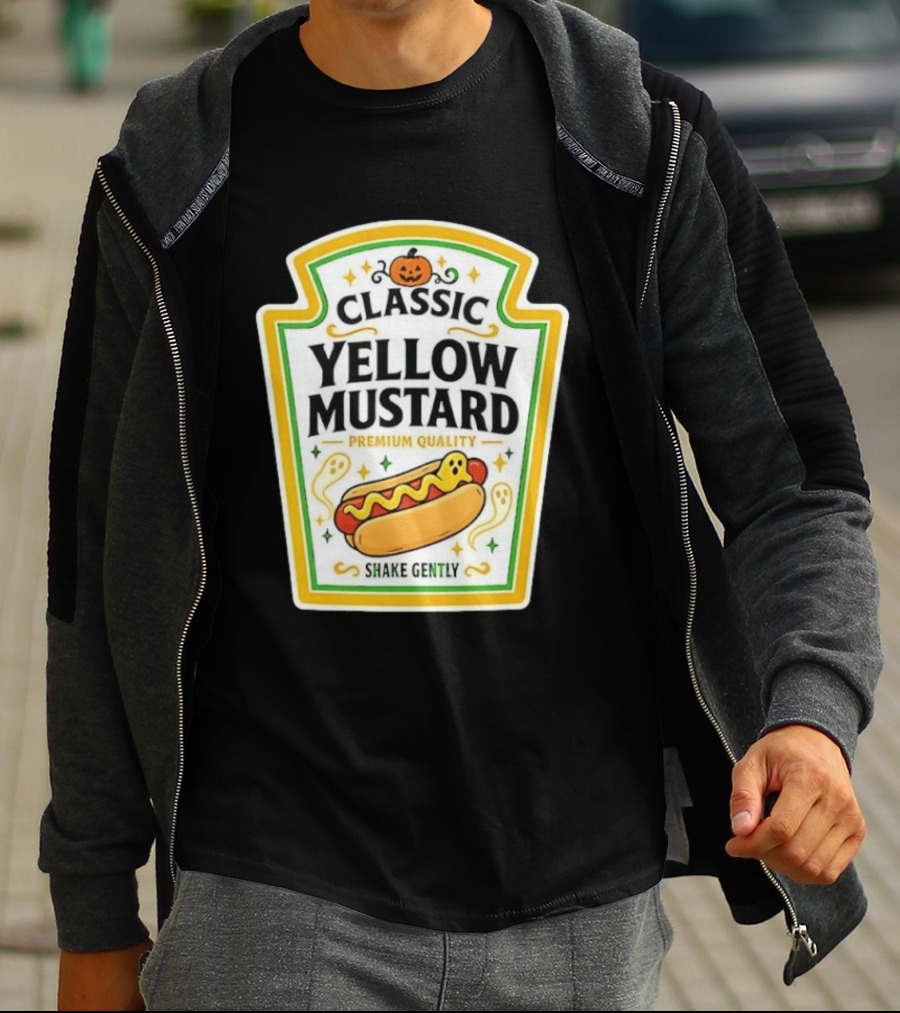 Classic Yellow Mustard Premium Quality Halloween Hot Dog Shake Gently T-Shirt