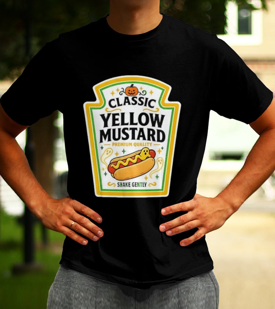 Classic Yellow Mustard Premium Quality Halloween Hot Dog Shake Gently T-Shirt