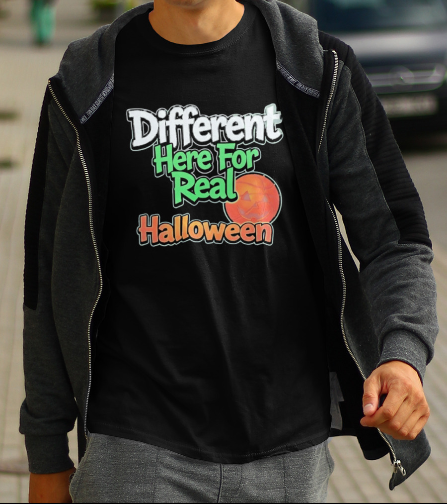 Different Here For Real Halloween Pumpkin Basketball T-Shirt