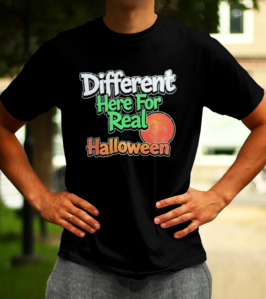 Different Here For Real Halloween Pumpkin Basketball T-Shirt
