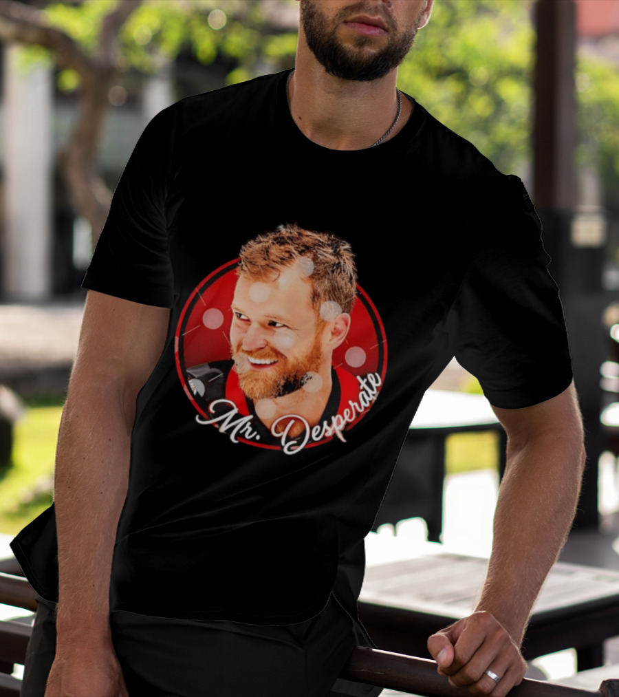 Mr Desperate Expression Hockey Player Red Circle T-Shirt