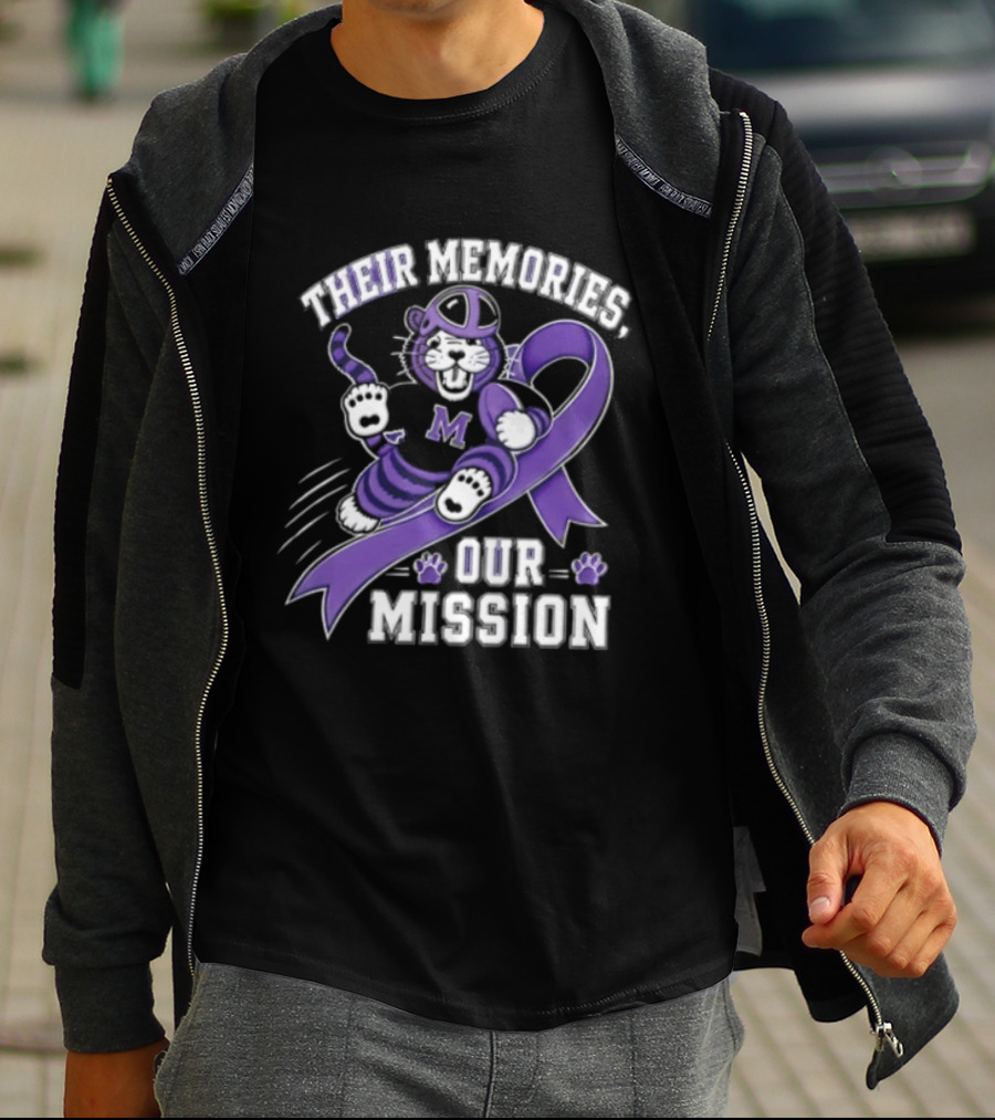 Their Memories Our Mission Purple Football Helmet Ribbon M Tiger Paw T-Shirt