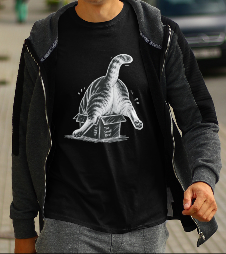 Too Small Bro Tabby Cat Stuck In Box Rear View T-Shirt