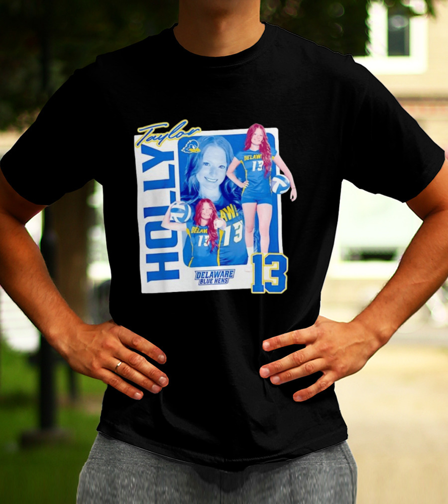 Holly Taylor Delaware Blue Hens Number 13 Volleyball T-Shirt