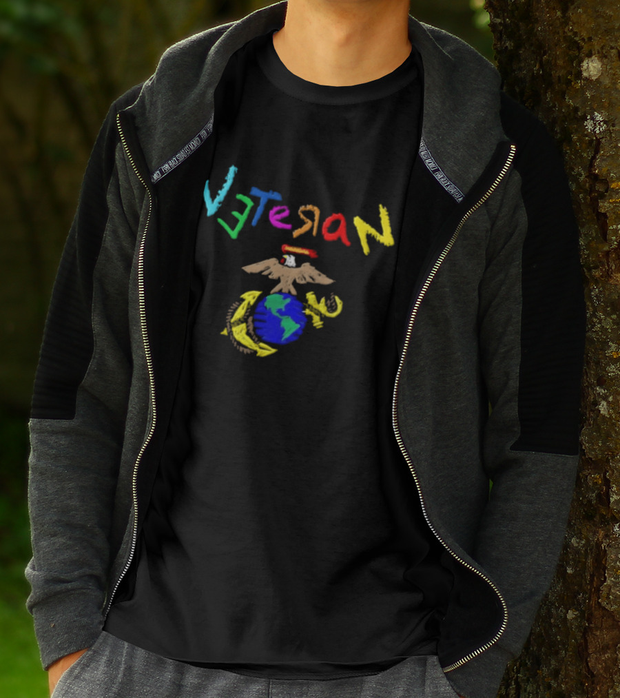 Veteran Eagle Globe And Anchor Colorful Military T-Shirt