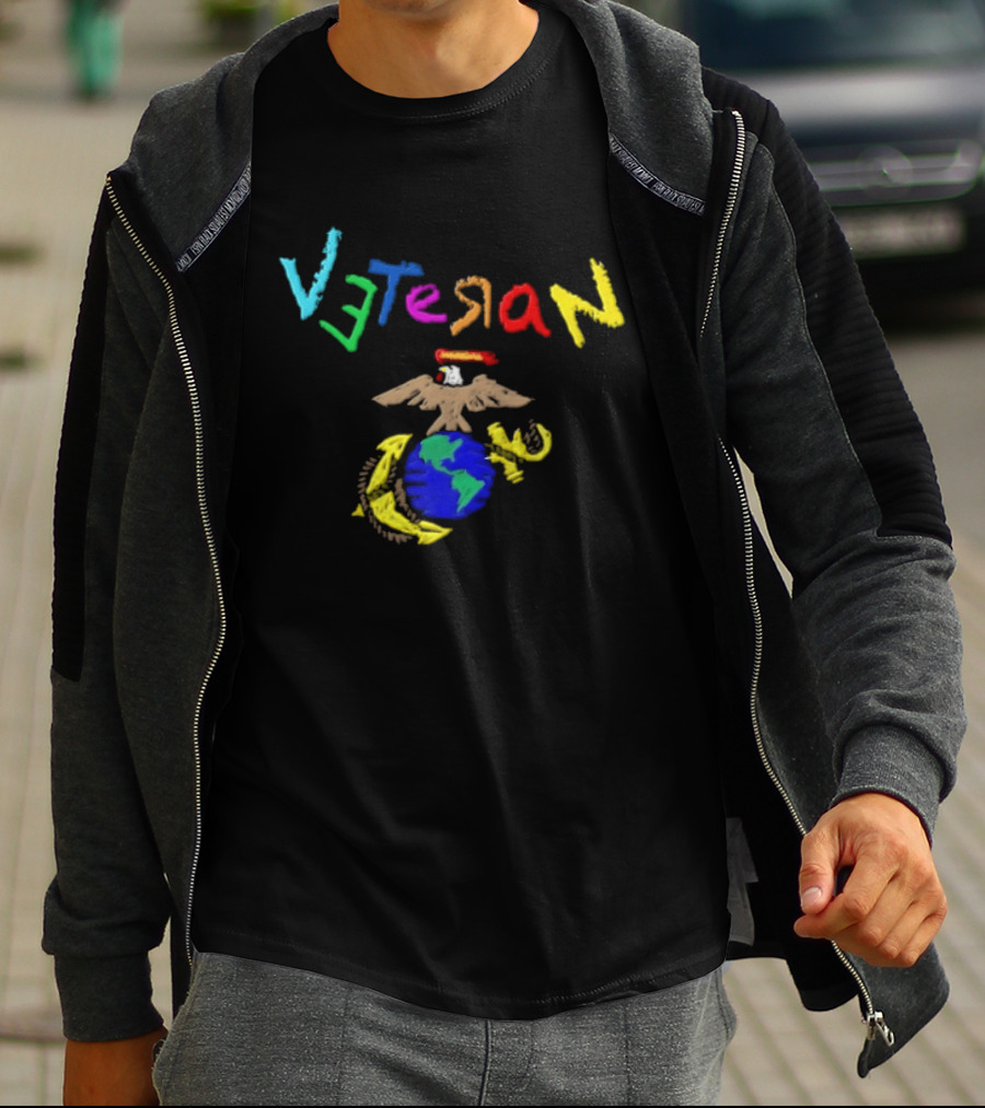 Veteran Eagle Globe And Anchor Colorful Military T-Shirt