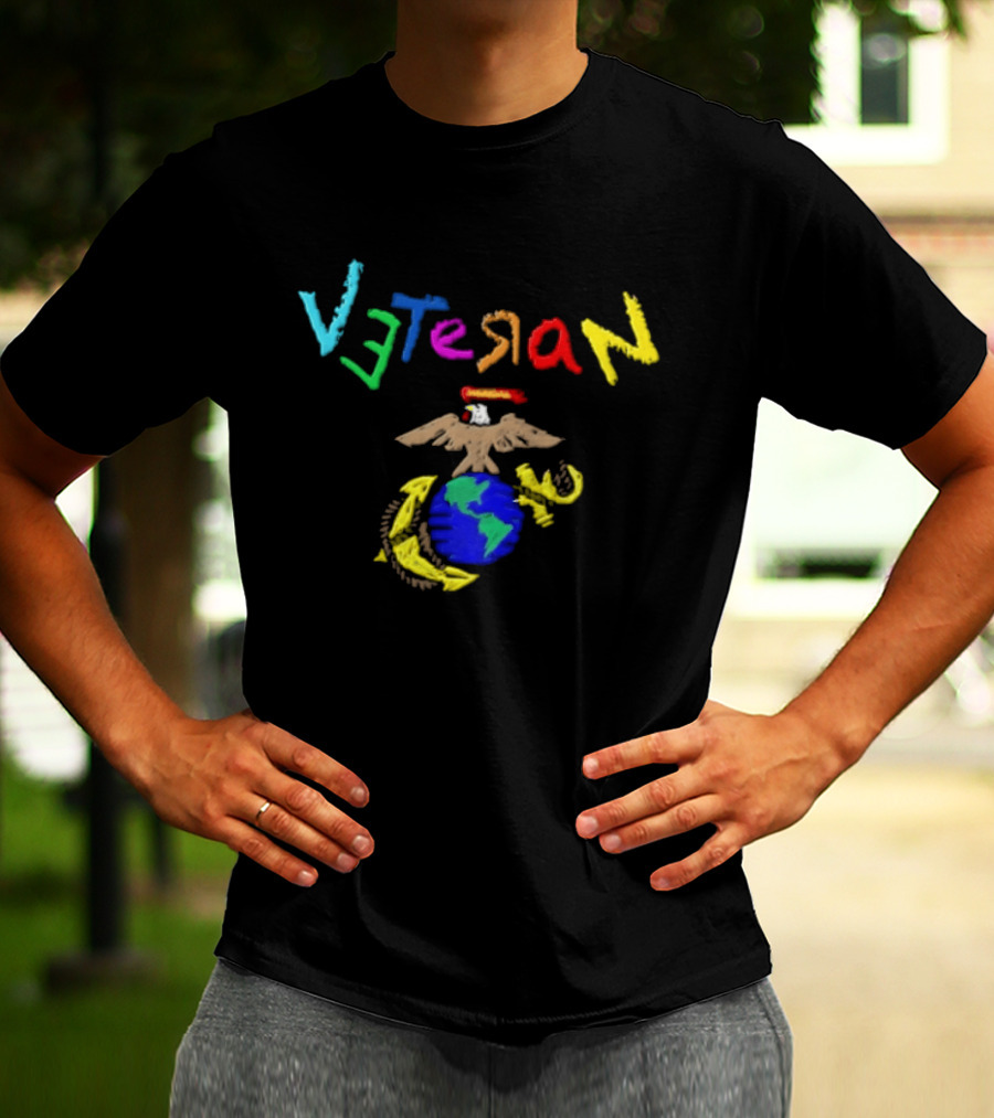 Veteran Eagle Globe And Anchor Colorful Military T-Shirt