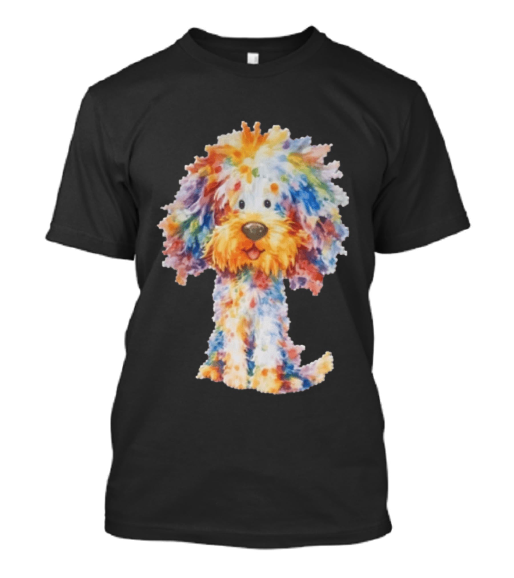 Watercolor Fluffy Dog Colorful Brushstrokes T-Shirt