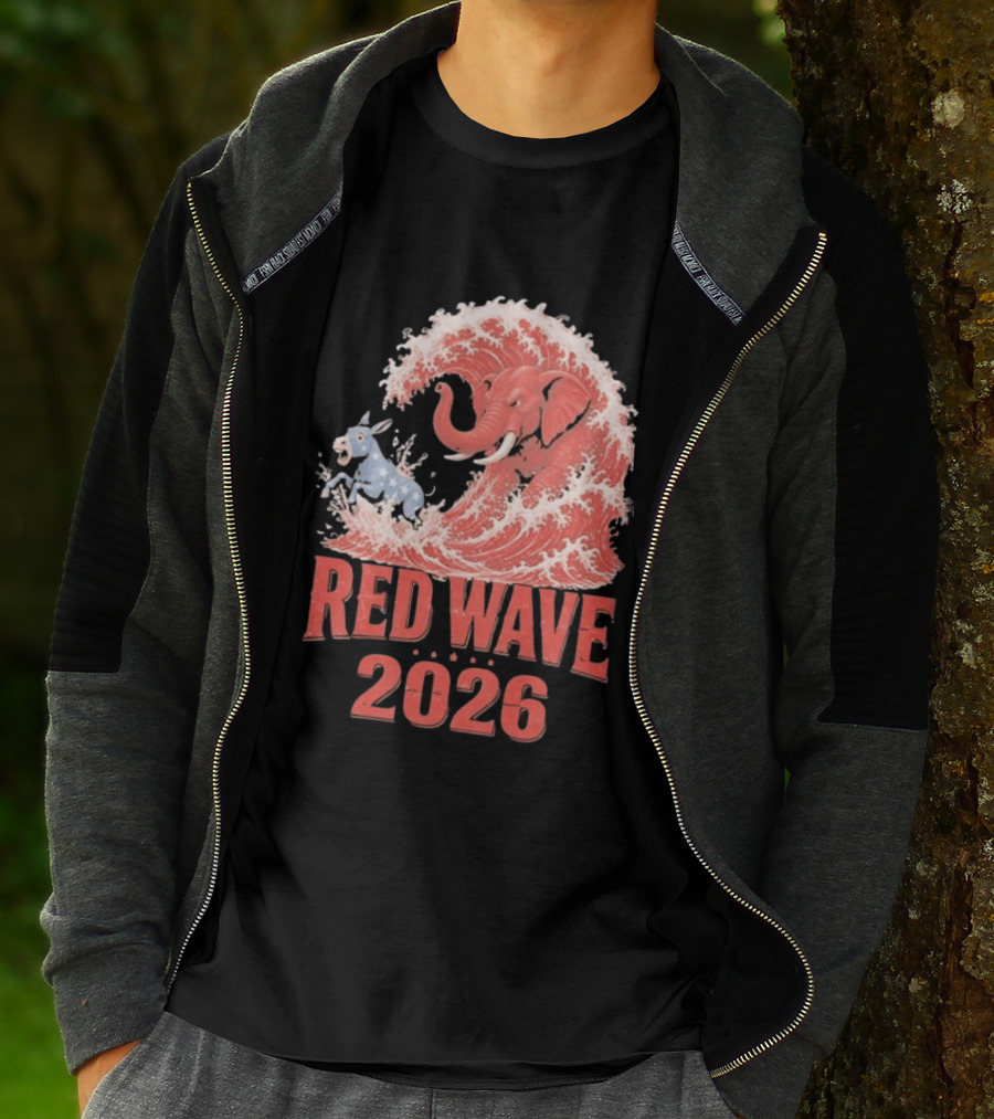 Red Wave 2026 Republican Elephant Vs Donkey Political T-Shirt