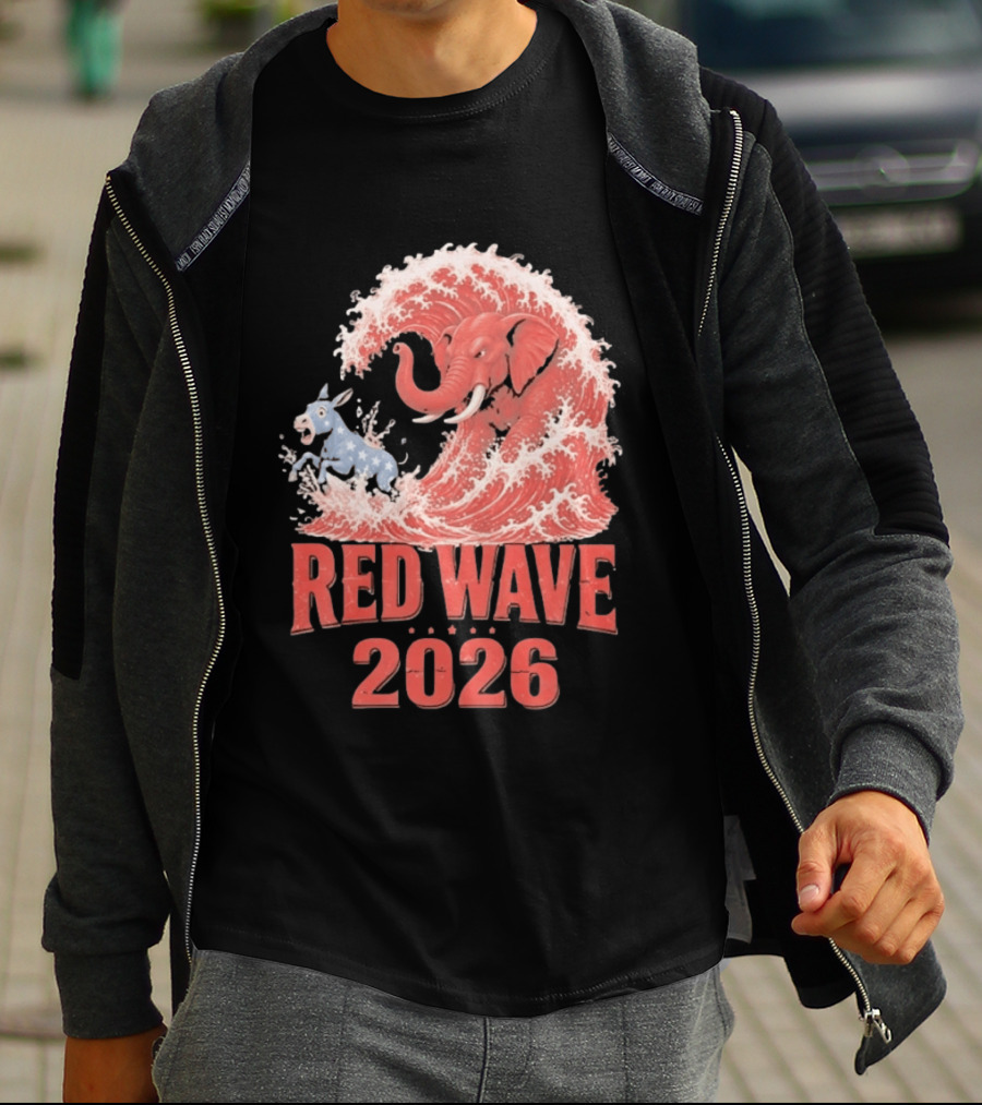 Red Wave 2026 Republican Elephant Vs Donkey Political T-Shirt