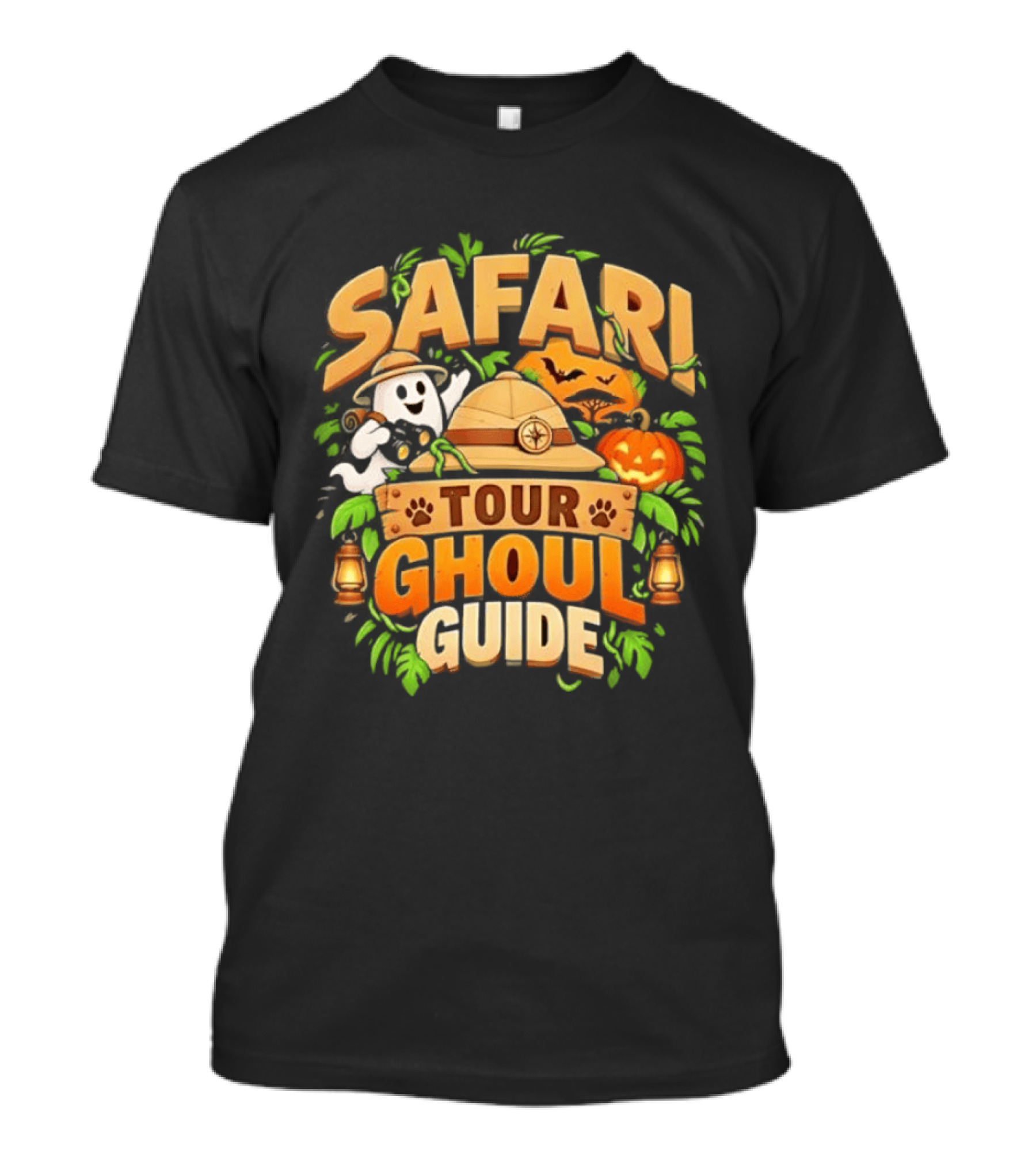 Safari Tour Ghoul Guide Halloween Ghost Pumpkin Adventure T-Shirt