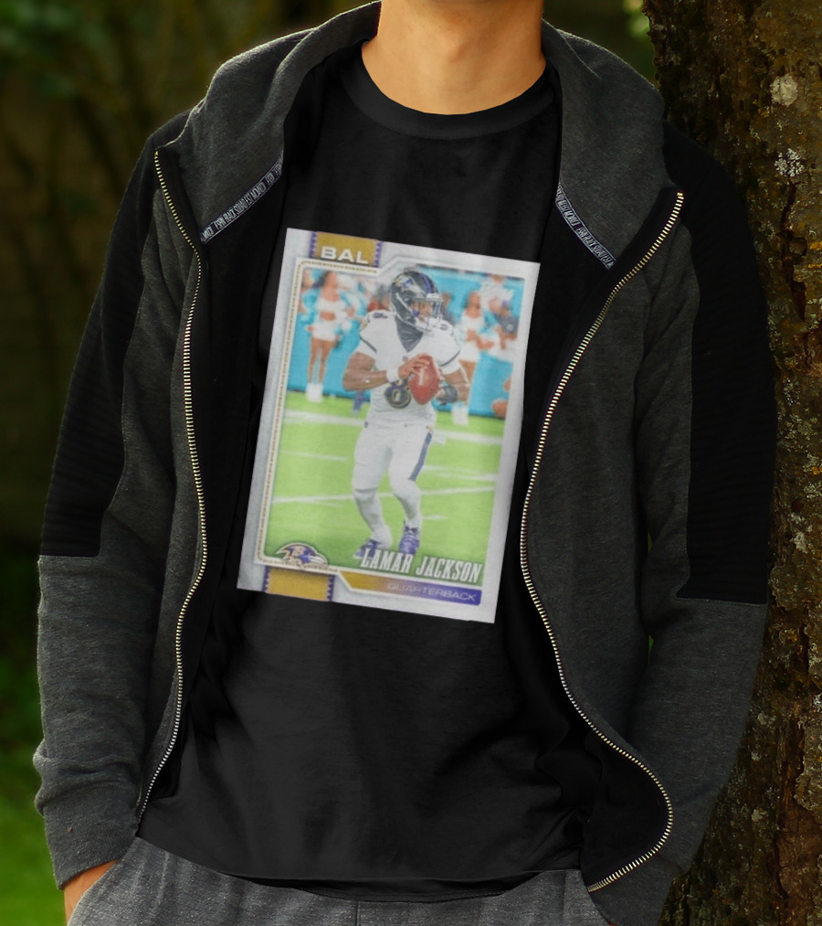 BAL Ravens Lamar Jackson No 8 Quarterback Football Card 2026 T-Shirt