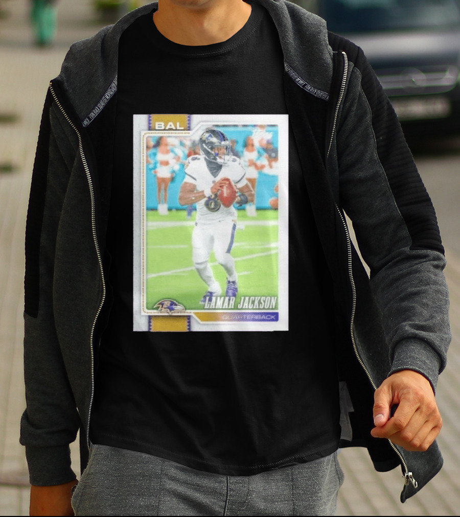 BAL Ravens Lamar Jackson No 8 Quarterback Football Card 2026 T-Shirt