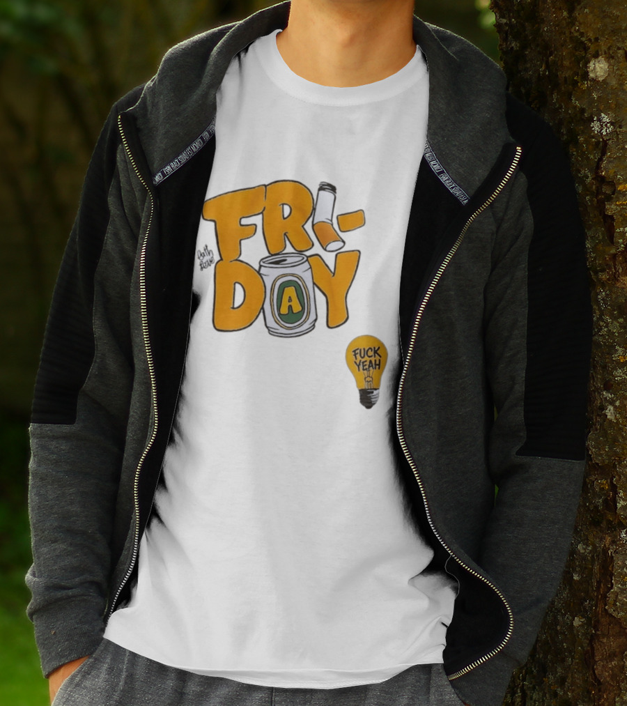 Beer Can Friday Vibes Light Bulb Fuck Yeah Weekend T-Shirt