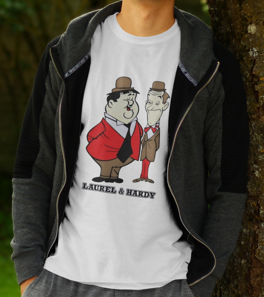 Laurel And Hardy Cartoon Style Classic Comedy T-Shirt