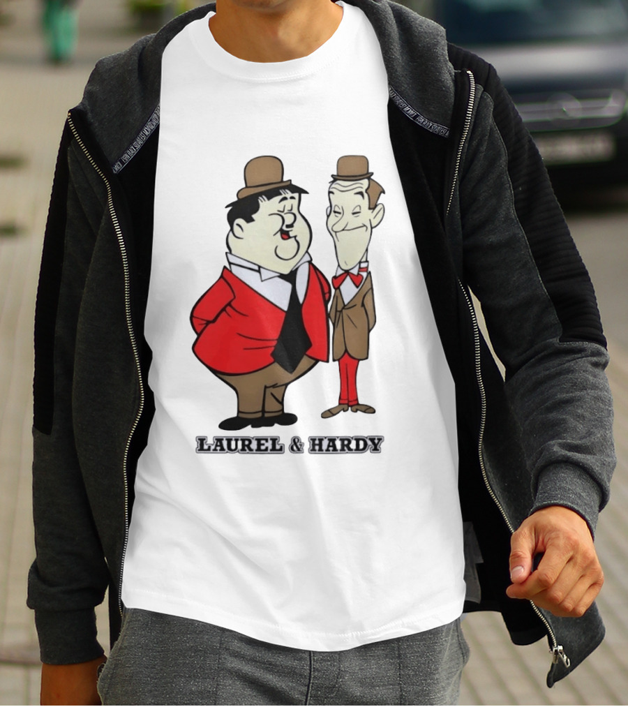 Laurel And Hardy Cartoon Style Classic Comedy T-Shirt