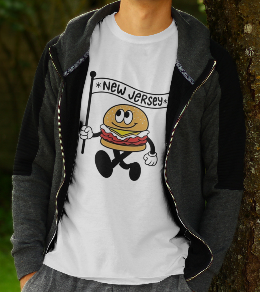 New Jersey Walking Burger Cartoon Food T-Shirt