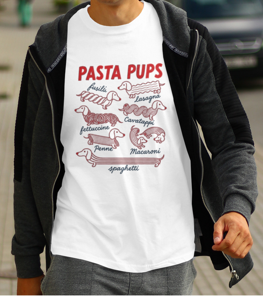 Pasta Pups Fusilli Lasagna Fettuccine Cavatappi Penne Macaroni Spaghetti Dogs T-Shirt