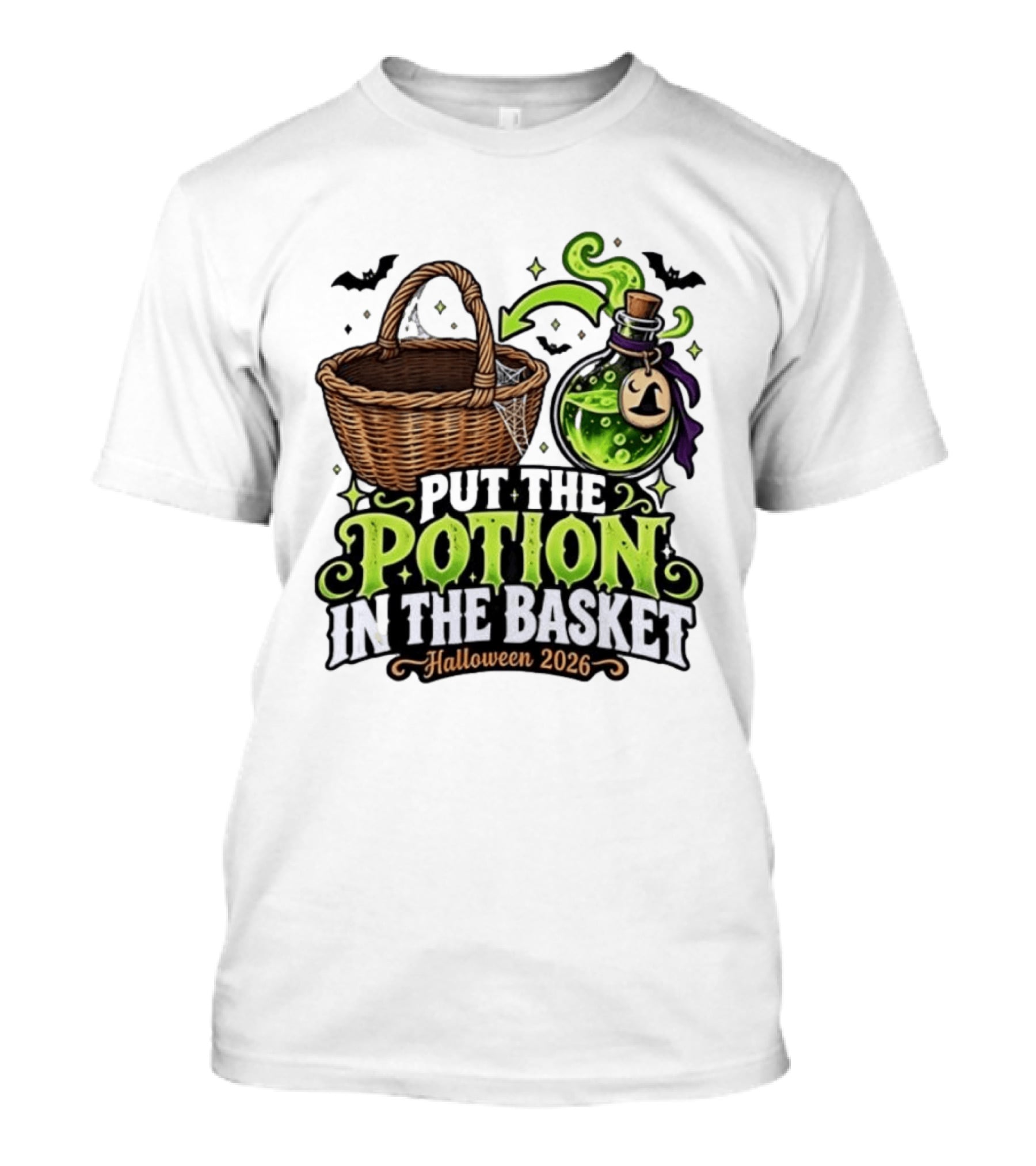 Halloween 2026 Put The Potion In The Basket Spooky Witches Cauldron T-Shirt