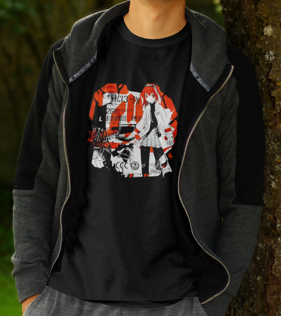 Anime Girl Broadcast Ret Cyberpunk Aesthetic Red Neon T-Shirt