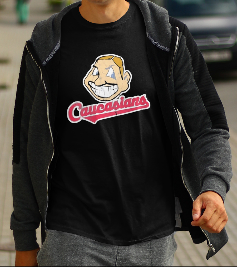 Caucasians Distressed Satire Grinning T-Shirt