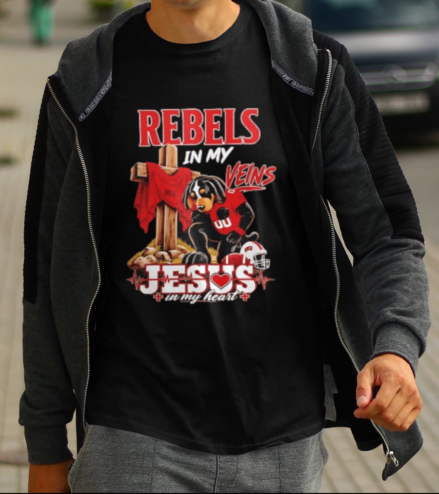 UNLV Rebels Dog In My Veins Jesus In My Heart Football Faith T-Shirt