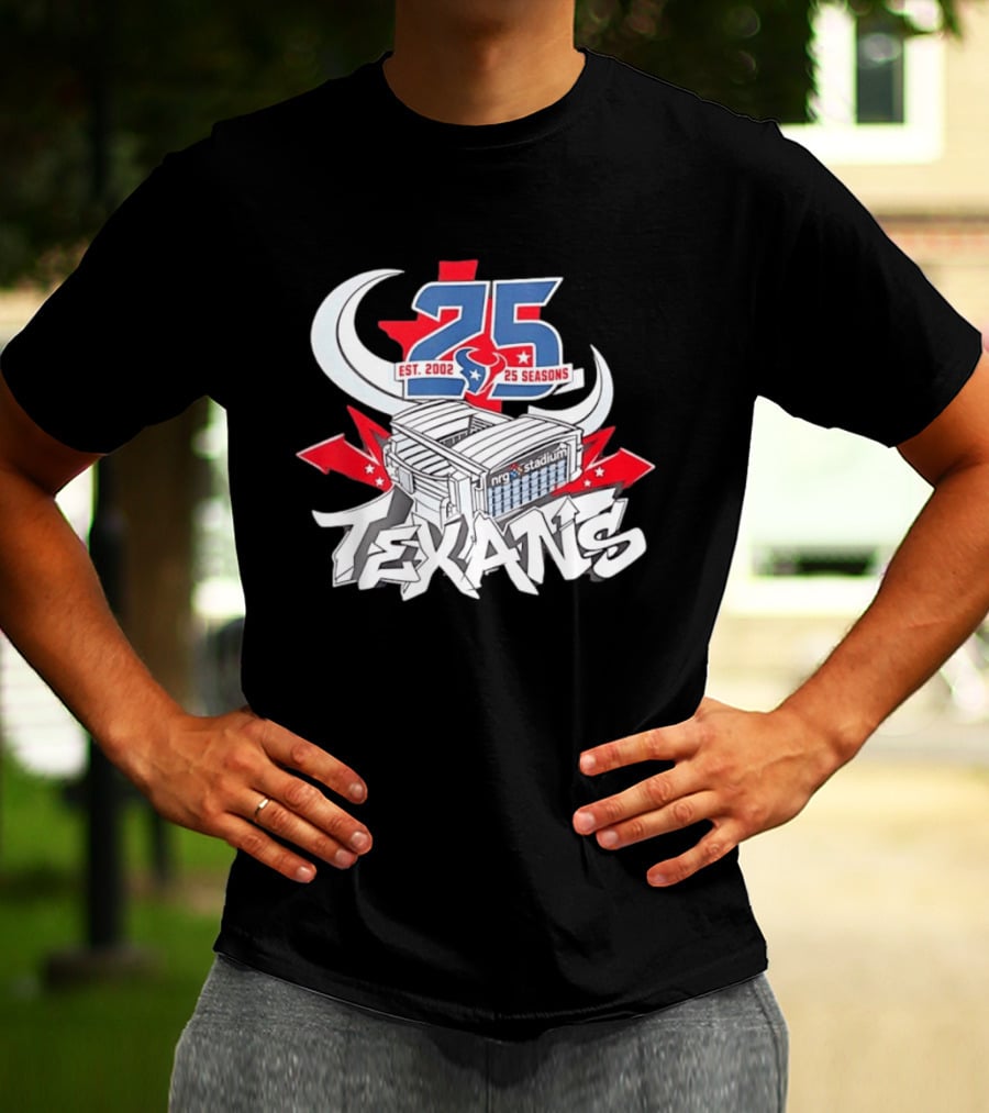 Houston Texans Est. 2002 25 Seasons NRG Stadium Anniversary T-Shirt