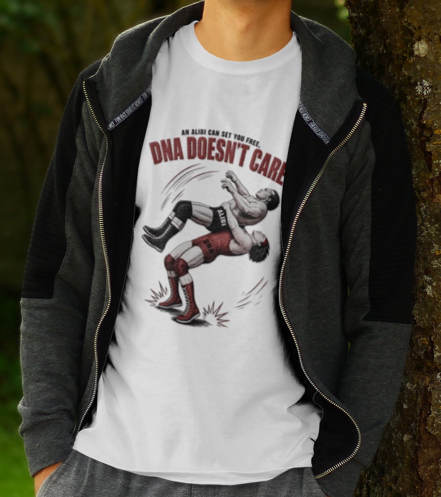 An Alibi Can Set You Free DNA Doesn't Care Wrestling Suplex Move T-Shirt