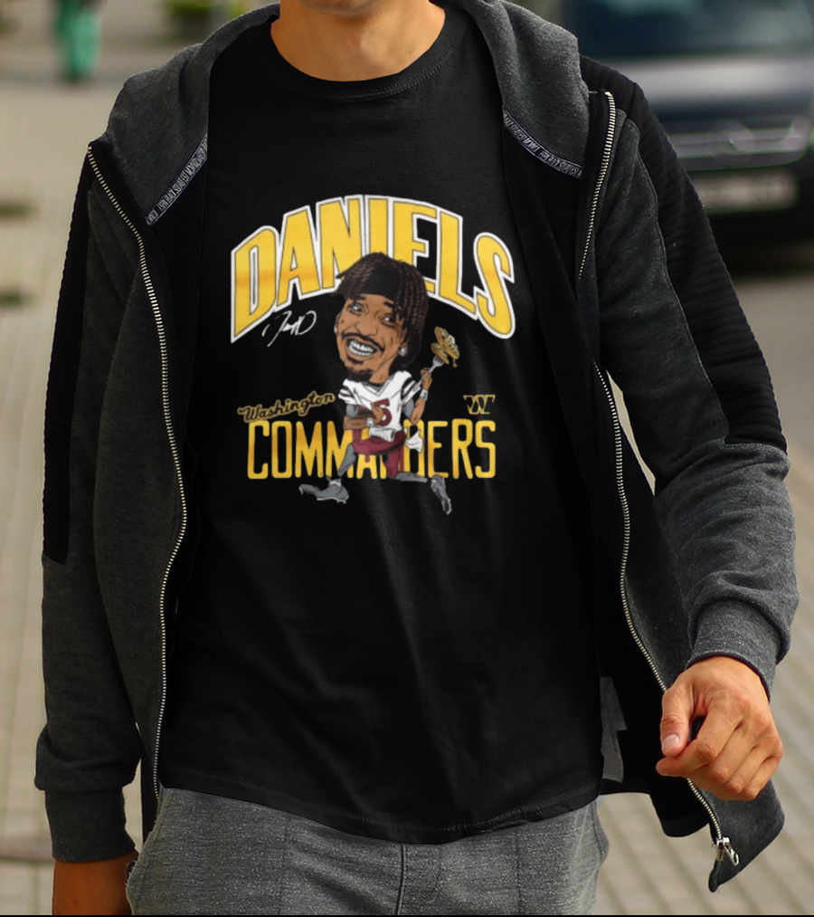 Daniels 7 Washington Commanders Caricature Player Holding Waffle Fork T-Shirt