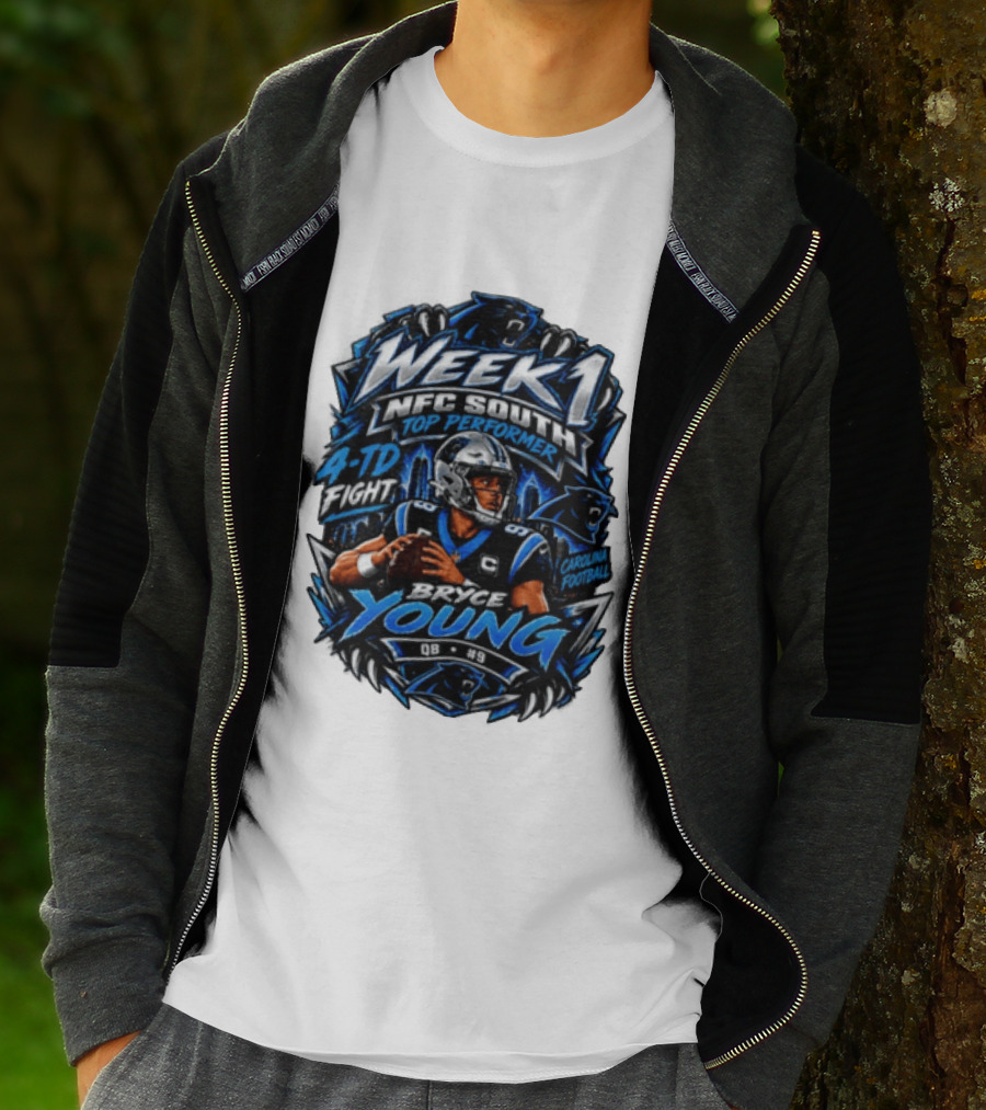 Week 1 NFC South Top Performer Bryce Young 4 TD Fight Carolina Football T-Shirt