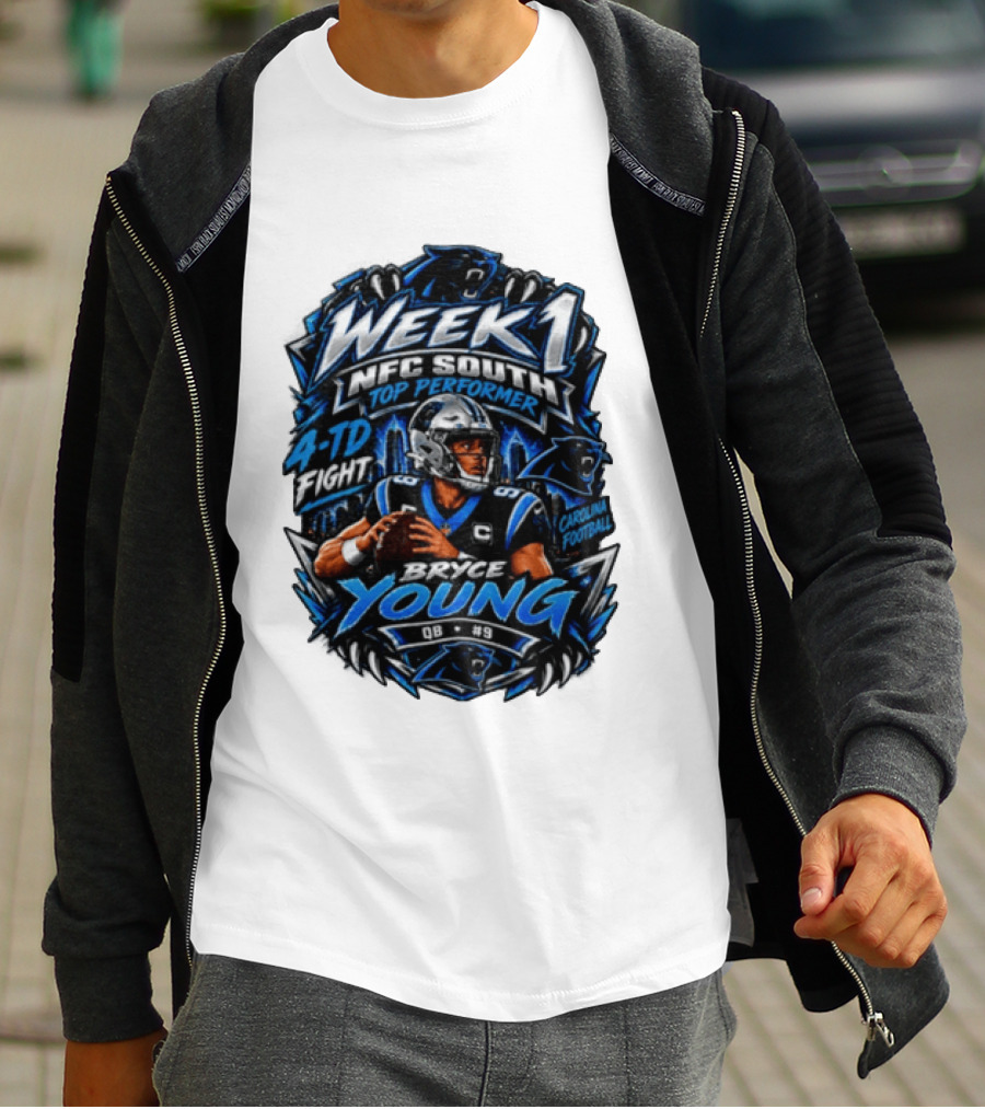 Week 1 NFC South Top Performer Bryce Young 4 TD Fight Carolina Football T-Shirt